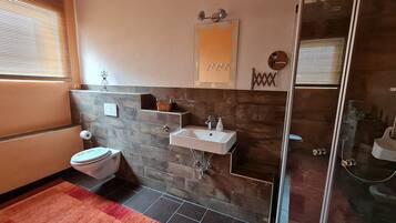 Ducha, secador de pelo y toallas