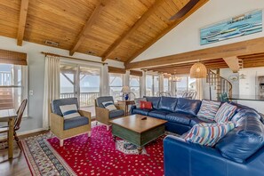 TV, fireplace - Life is Good | Oceanfront | Private Pool, Hot Tub, and Dog Friendly (Corolla)