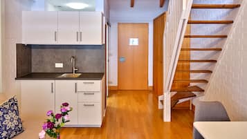 Dúplex, 1 habitación, para no fumadores, en el área del patio | Ropa de cama hipoalergénica, minibar y escritorio