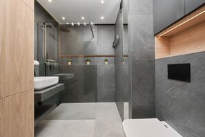 Apartment, 1 Bedroom, Balcony | Bathroom | Shower, towels, toilet paper - Moonlight Apartment by Renters (Wroclaw)