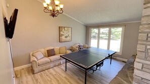 TV, fireplace, table tennis
