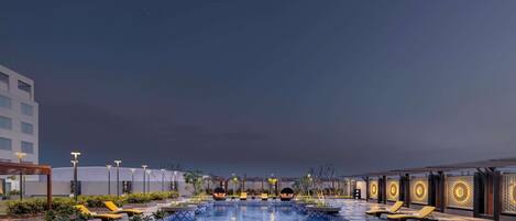 Una piscina al aire libre