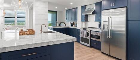 Fridge, microwave, oven, dishwasher