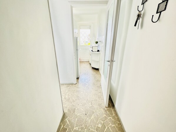 Shower, bidet, towels, soap