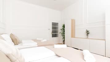 2 bedrooms, individually decorated, individually furnished, desk
