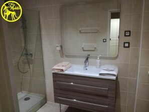 Hair dryer, towels, toilet paper