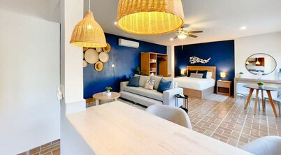 Bright Studio | Kitchen | AC | Steps to the Beach