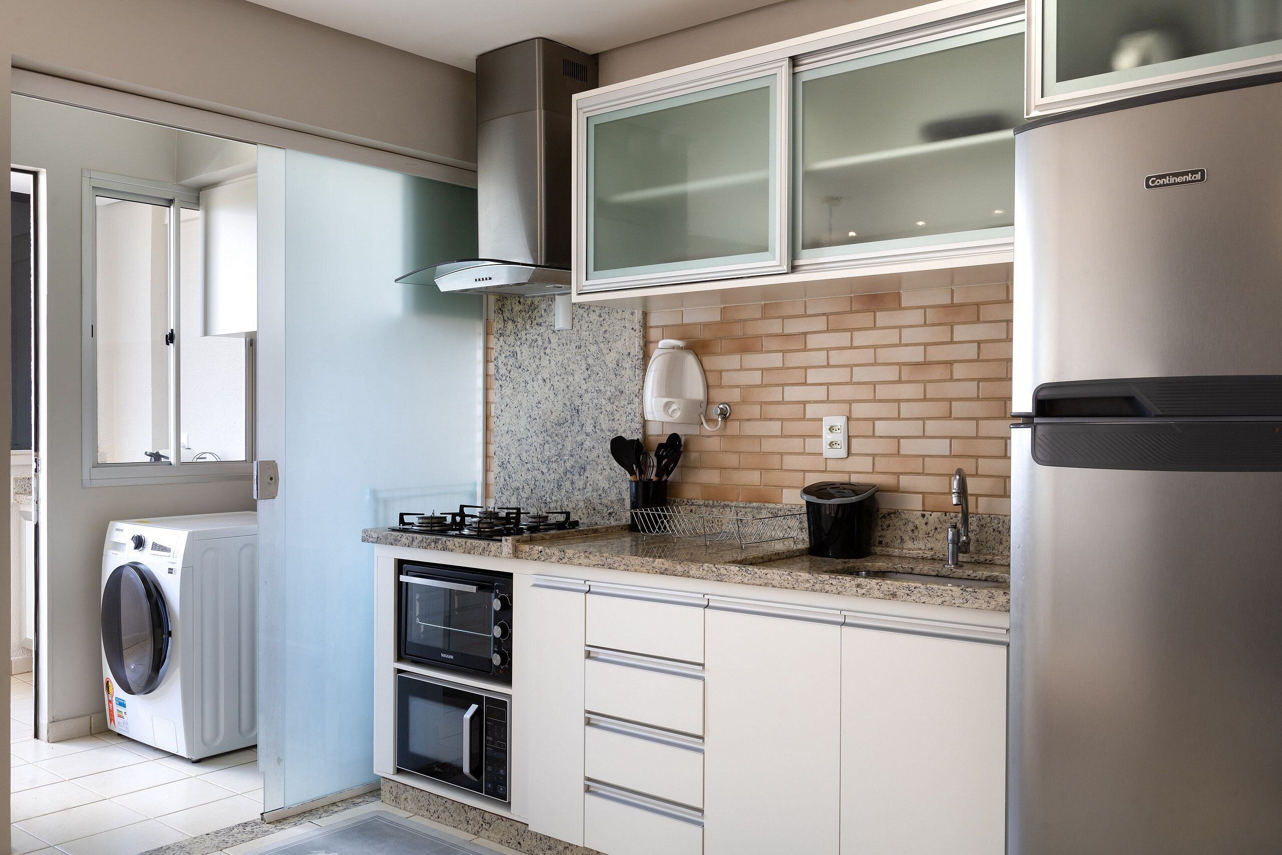 Apartment | Private kitchen | Fridge, microwave, toaster oven, cookware/dishes/utensils
