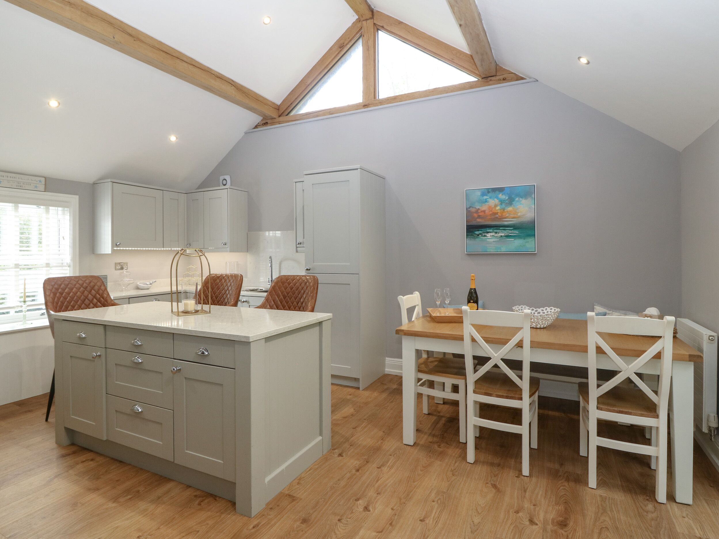 Fridge, dishwasher, electric kettle, toaster