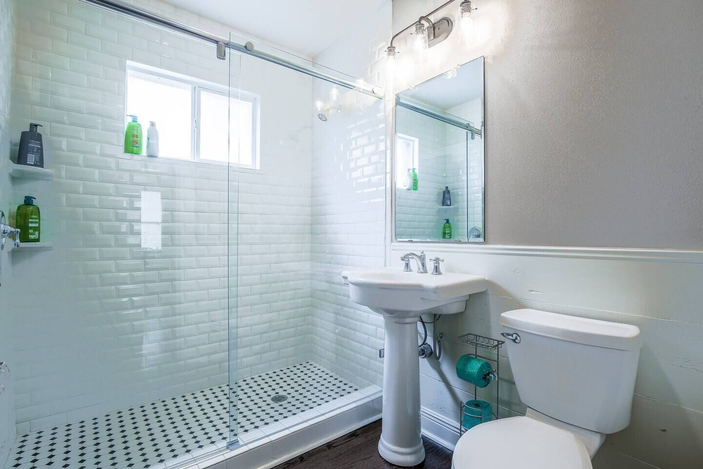 Shower, eco-friendly toiletries, hair dryer, towels