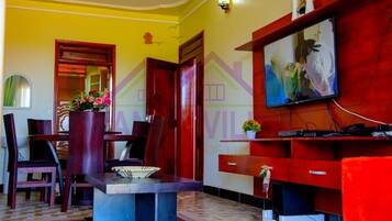 Superior Apartment, Balcony, Lake View | Living area | Netflix, DVD player, streaming services