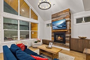 TV, fireplace, foosball, offices