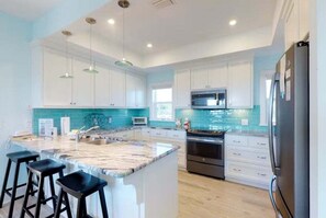 Fridge, microwave, oven, stovetop - Conch Out - Beach Front, Private Pool, Private Mini-Putting Green! (St George Island)