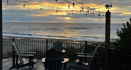 Luxury beachfront property with amazing views, hot tub and steps to the beach.