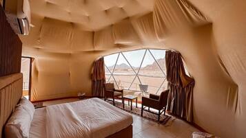 1 bedroom, desk, laptop workspace, blackout curtains