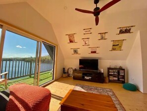 Fireplace, video games, DVD player