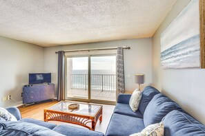 TV, offices - Steps to Shore: PCB Condo w/ Pool Access + Views! (Panama City Beach)