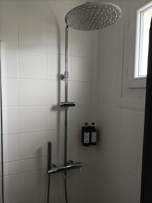 Sèche-cheveux, serviettes fournies, savon, papier toilette