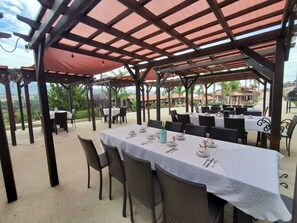 Outdoor dining - House on the Hill w/ Panoramic View Terrace, Grill, Pool Table and Pool Access (Ejido El Porvenir (Guadalupe))