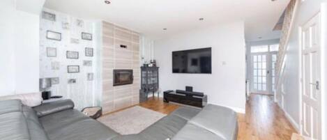 Télévision, cheminée