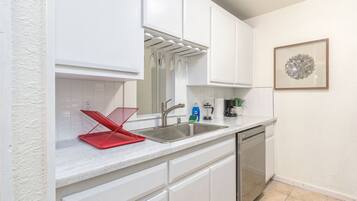 Fridge, microwave, oven, dishwasher