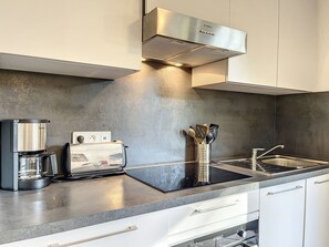 Fridge, microwave, oven, dishwasher