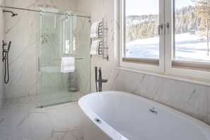 Shower, hair dryer, towels - Book Now for Summer! Newly Built Ski-in, Ski-out Mountain Home with Hot Tub! (Big Sky)