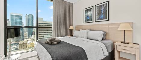 1 bedroom, desk, iron/ironing board, travel cot