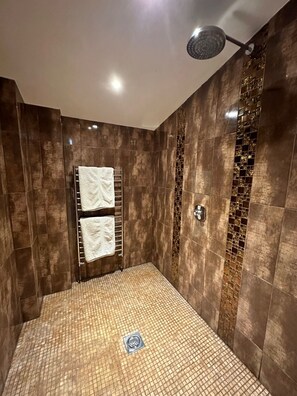 Douche, sèche-cheveux, serviettes fournies, papier toilette
