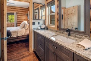 Shower, hair dryer - Waterfront Log Home, Dock, Hot Tub, and Pickleball (Sagle)