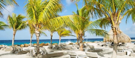 Sun-loungers, beach towels