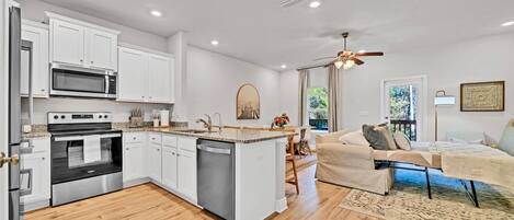 Microwave, oven, stovetop, dishwasher