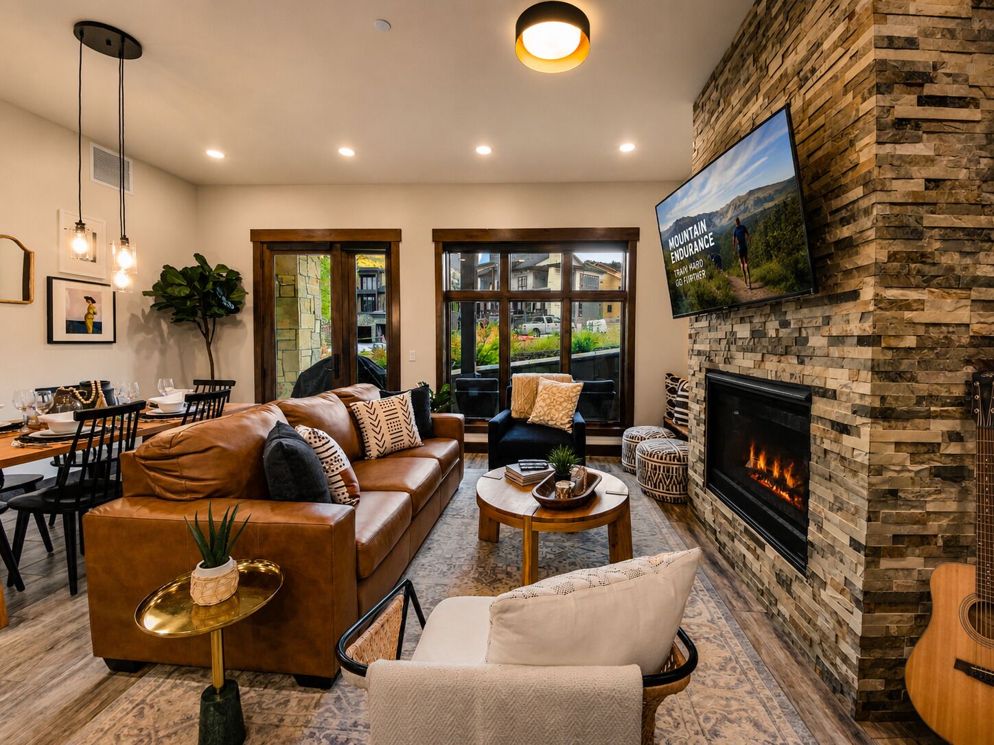 Smart TV y chimenea 