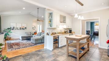 Smart TV, fireplace, table tennis, books