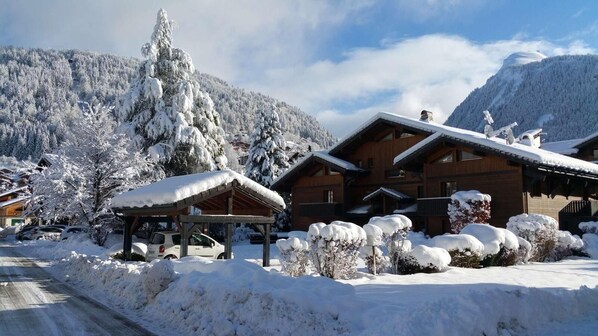Exterior - 250m from ski lifts, Ground floor, terrace, parking, tv, ski locker, 66m², Morzine (Morzine)