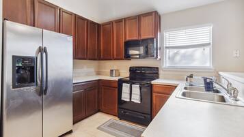 Fridge, microwave, oven, dishwasher