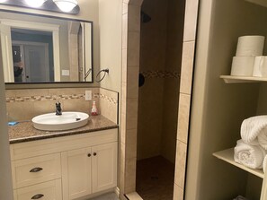 Towels, soap, shampoo, toilet paper