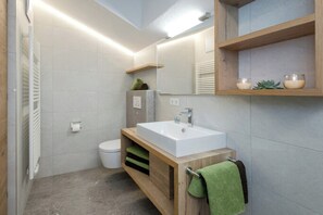 Douche, sèche-cheveux, serviettes fournies