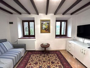 Televisión y chimenea 