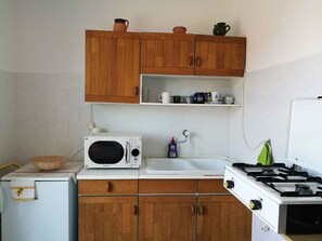 Fridge, microwave, stovetop, toaster