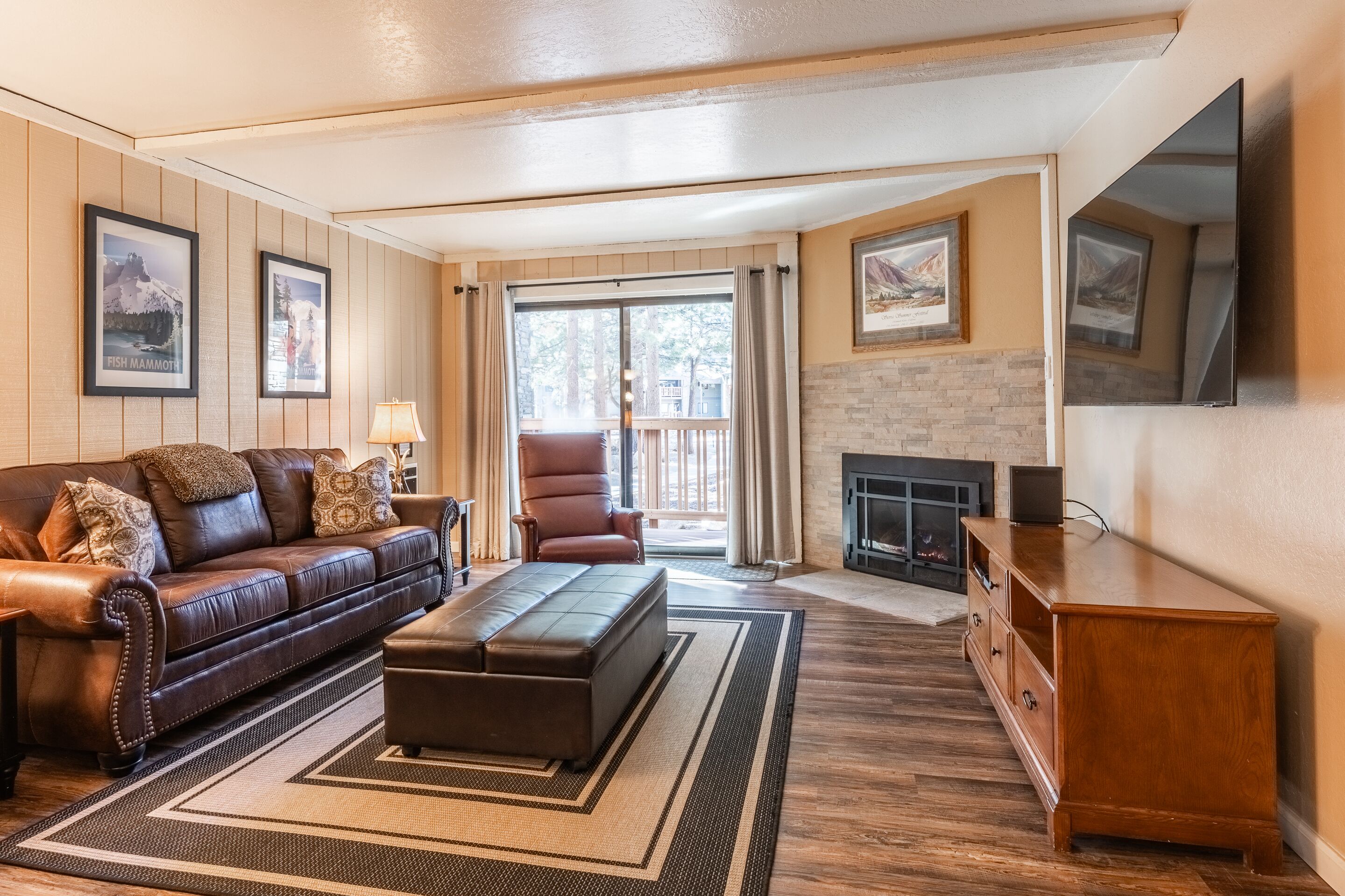 Una televisión, una chimenea