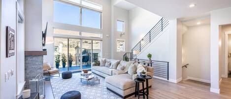 Smart TV, fireplace, computer monitors, printers