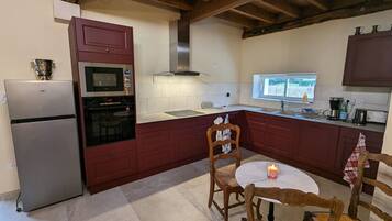 Fridge, microwave, dishwasher