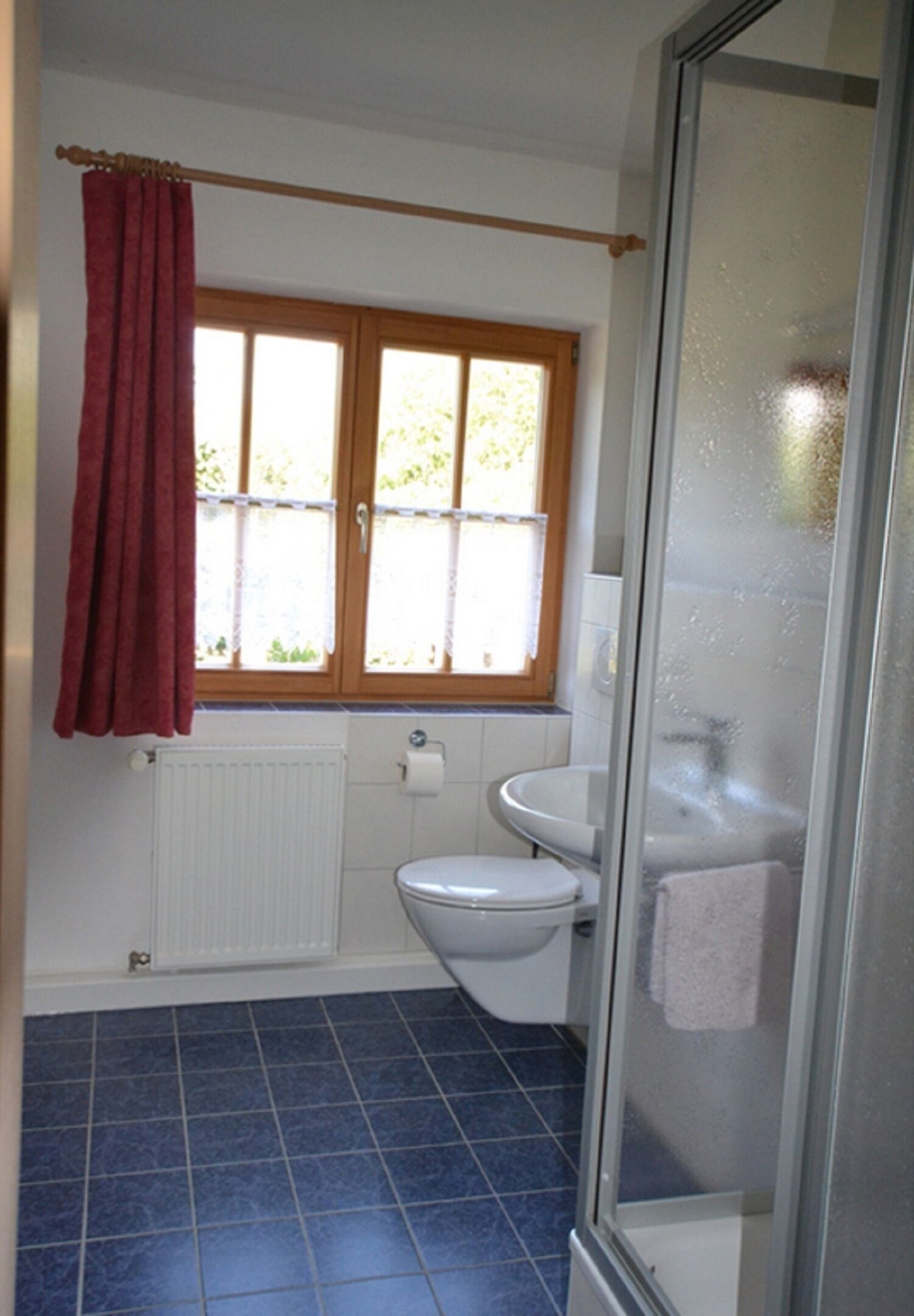 Habitación estándar doble | Baño | Ducha, toallas, jabón y papel higiénico