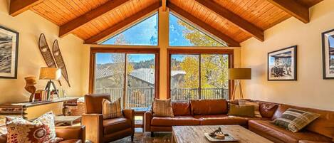 Smart TV, chimenea, videojuegos, estéreo