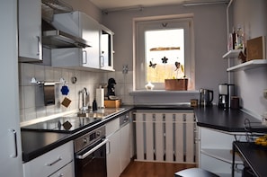 Fridge, oven, stovetop, dishwasher