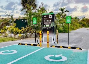 Electric vehicle charging station available on site.