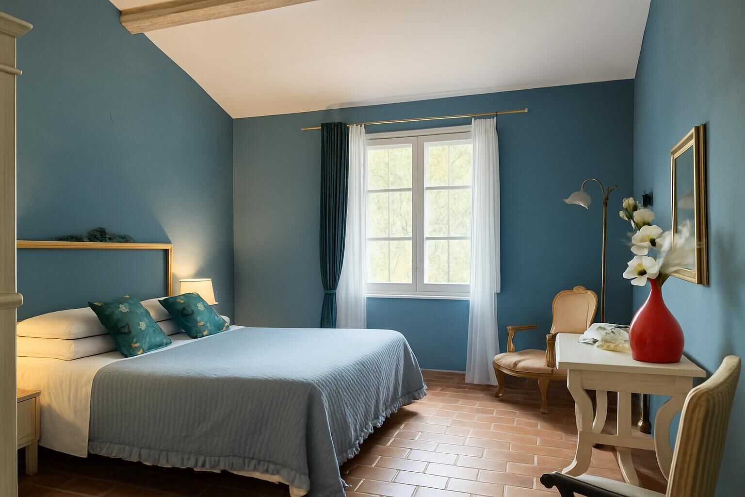 Daunenbettdecken, Betten mit Memory-Foam-Matratzen, Schreibtisch