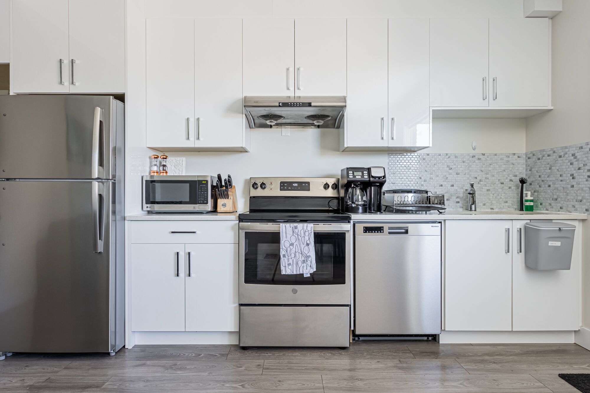 Fridge, microwave, toaster