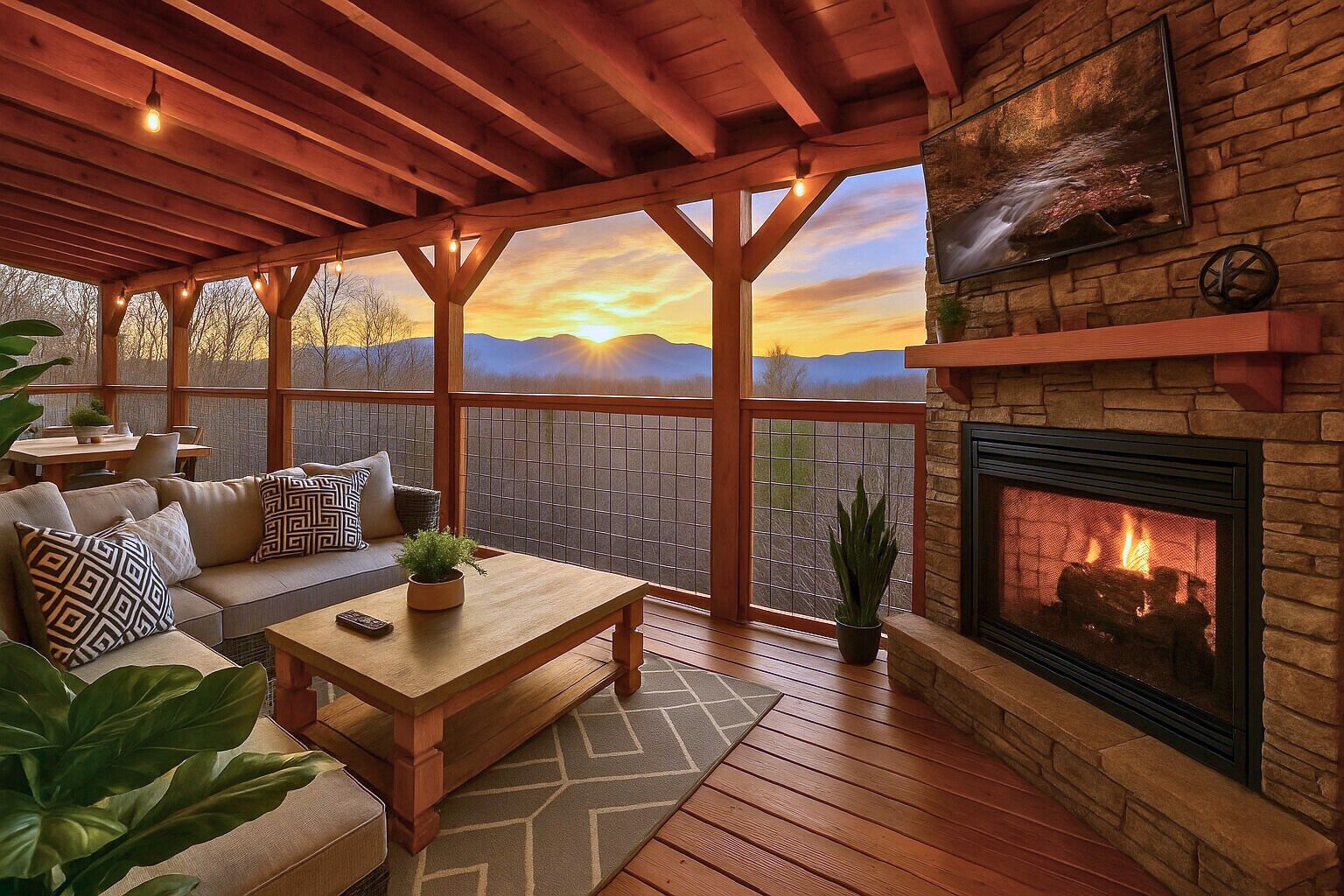 Smart TV, chimenea, videojuegos, futbolito